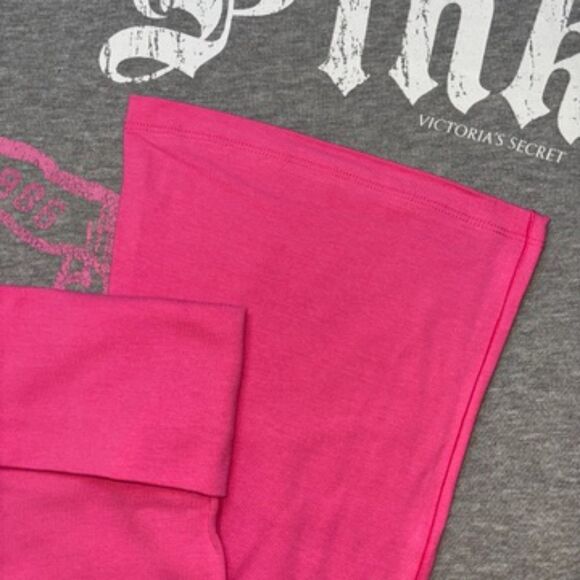 NWT Victoria’s Secret PINK Foldover Flare Leggings Carmine Rose Rhinestone Bling - Picture 6 of 8